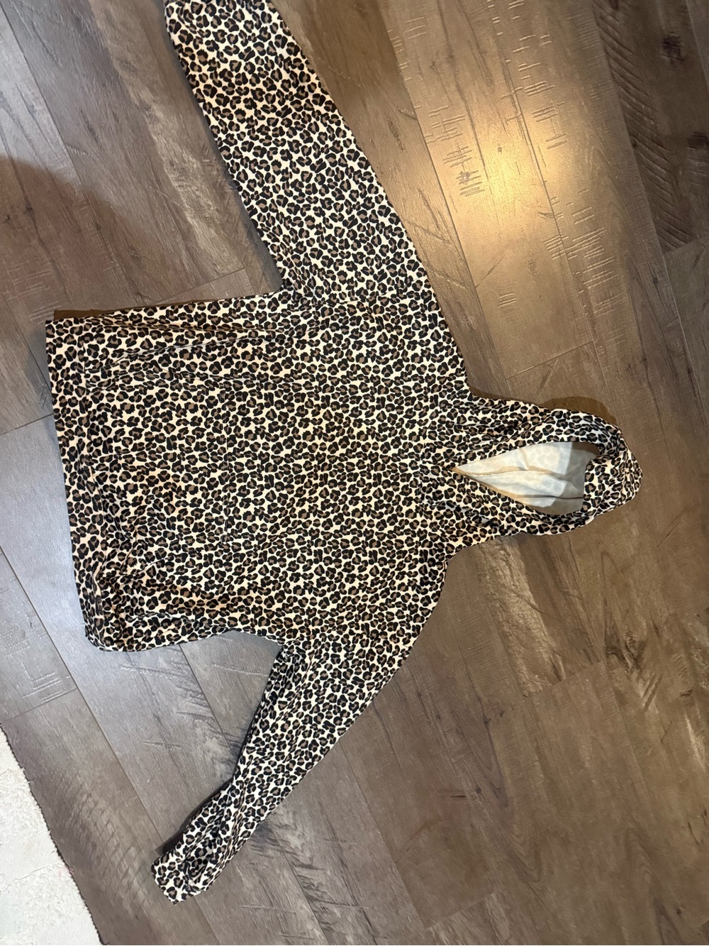 Amazon Leopard-Print Hooded Teddy Jacket in Tan and Black